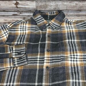 Eddie Bauer Flannel Shirt Large Brown Plaid Long Sleeve Button Up